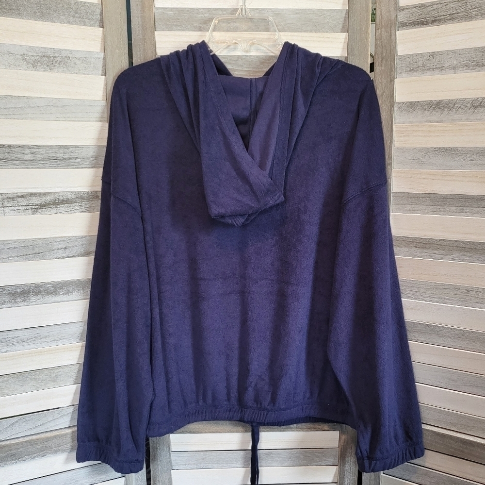 Women's Plus Size Long Sleeve Terry Hooded Shirt | Ava & Viv | 2X - Picture 6 of 14